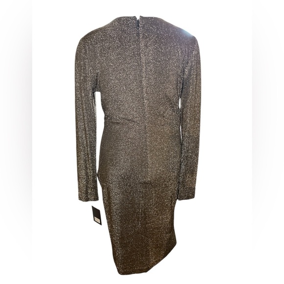 DKNY V-Neck Side Ruched Metallic-Dot Dress sz 6 - Picture 3 of 9
